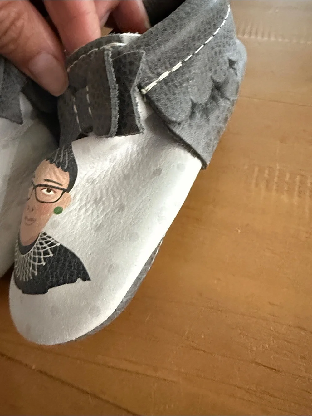 Freshly picked RBG White and Gray Moccasin Slip-Ons Ruth Bader Ginsberg